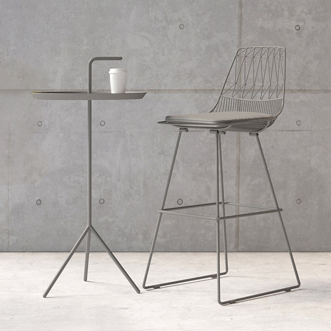 Glam Iron Upholstered Bar Stool Armless Backrest Stool for Bristol