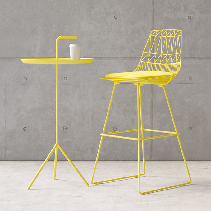 Glam Iron Upholstered Bar Stool Armless Backrest Stool for Bristol