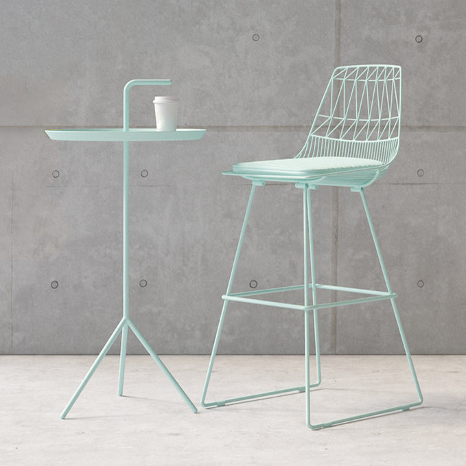 Glam Iron Upholstered Bar Stool Armless Backrest Stool for Bristol