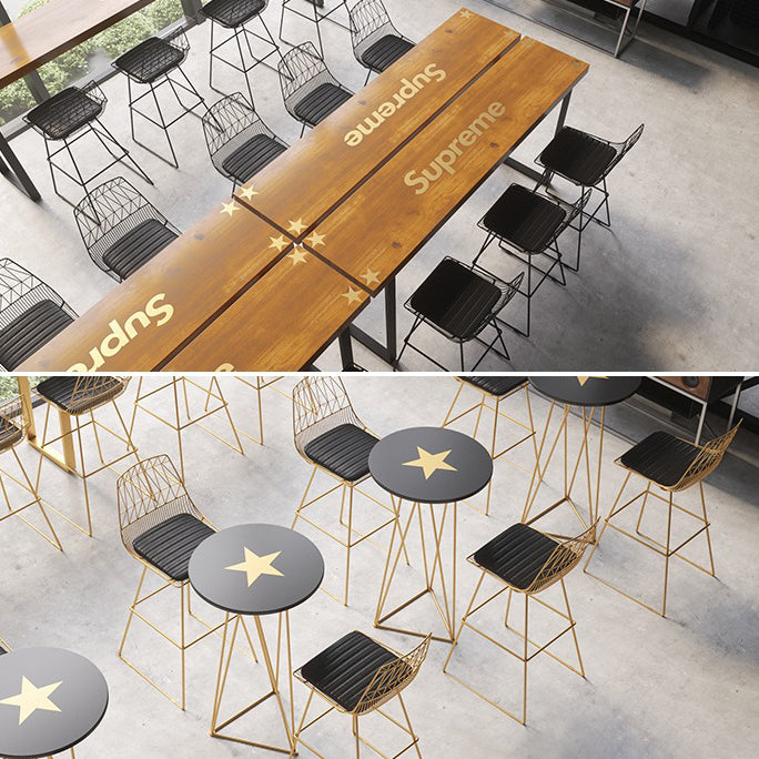 Glam Iron Upholstered Bar Stool Armless Backrest Stool for Bristol