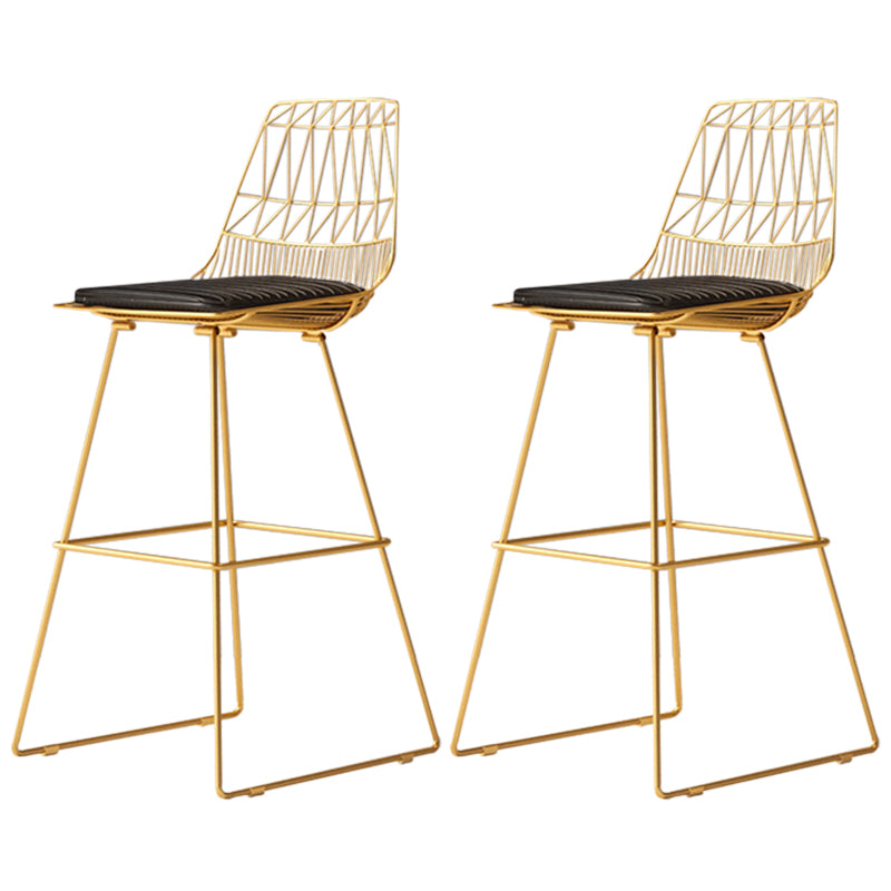 Glam Iron Upholstered Bar Stool Armless Backrest Stool for Bristol