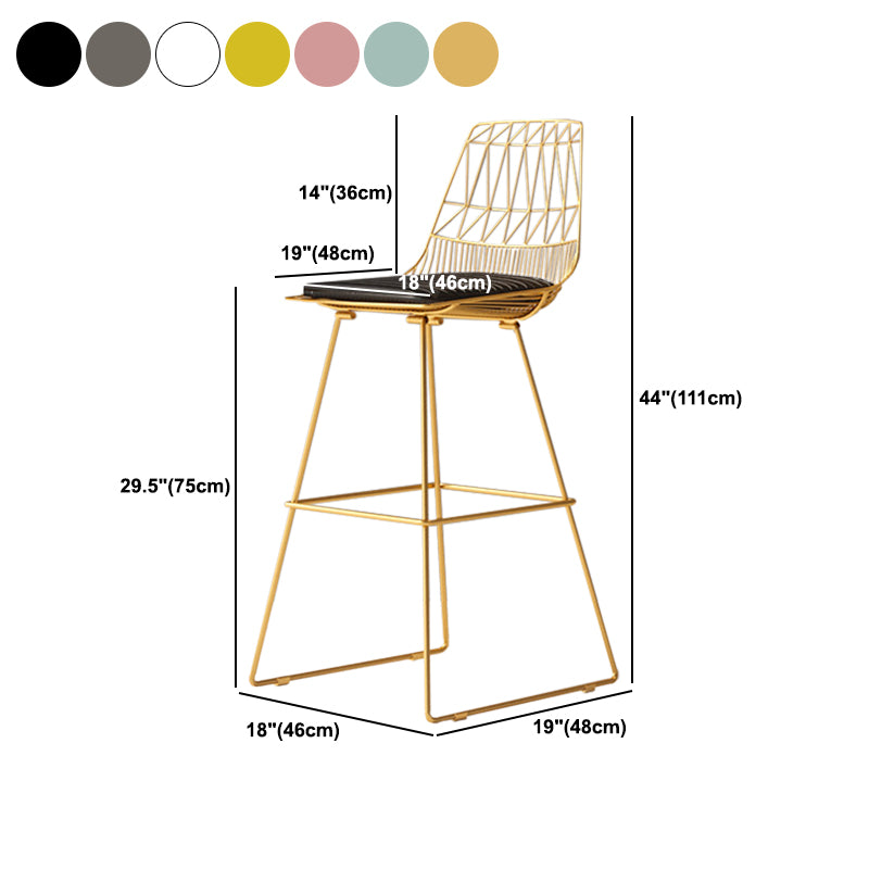Glam Iron Upholstered Bar Stool Armless Backrest Stool for Bristol