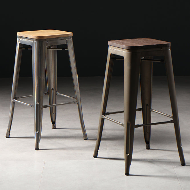 Industrial Square Backless Stool Folding Iron Bar Stool for Bristol