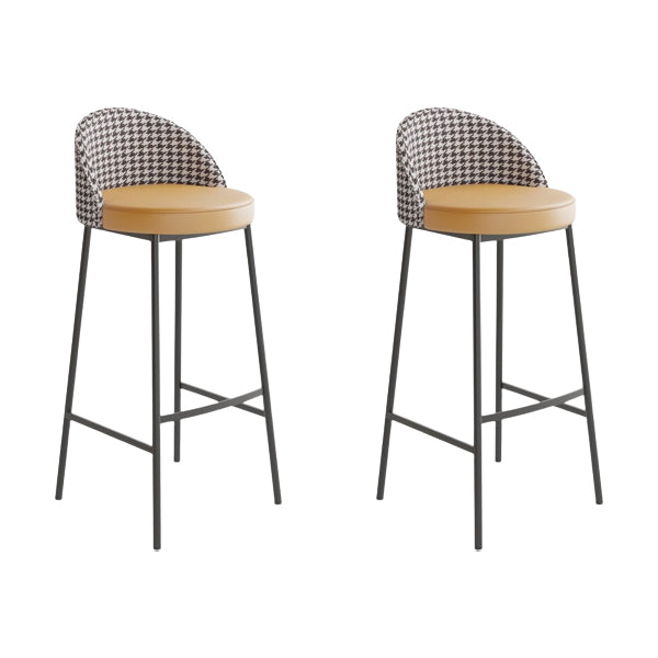 Glam Metal Barstool Faux Leather Cushion in Matte Finish for Indoor