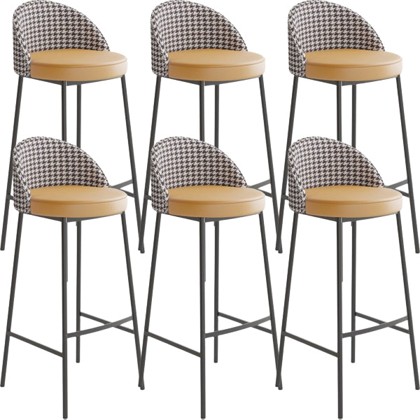 Glam Metal Barstool Faux Leather Cushion in Matte Finish for Indoor