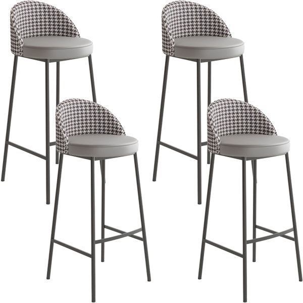 Glam Metal Barstool Faux Leather Cushion in Matte Finish for Indoor