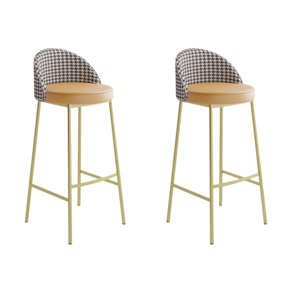 Glam Metal Barstool Faux Leather Cushion in Matte Finish for Indoor