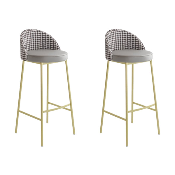 Glam Metal Barstool Faux Leather Cushion in Matte Finish for Indoor