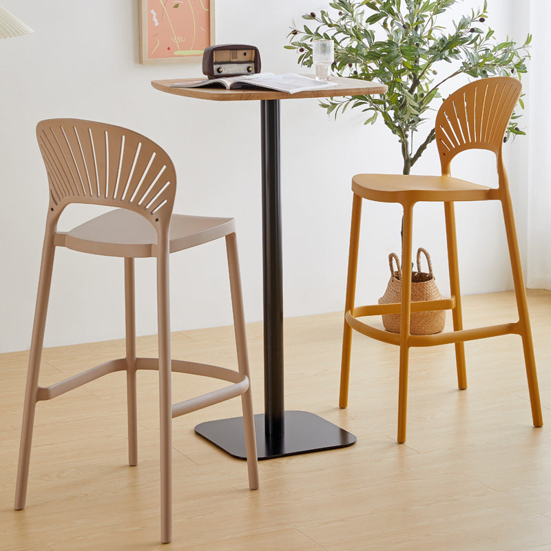 Modern Low Back Bar Stool Plastic Footrest Stackable Counter Stool