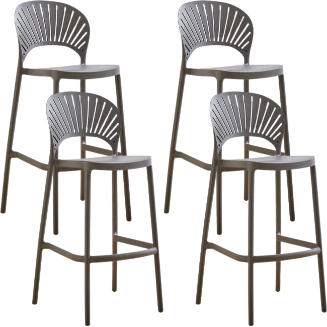 Modern Low Back Bar Stool Plastic Footrest Stackable Counter Stool