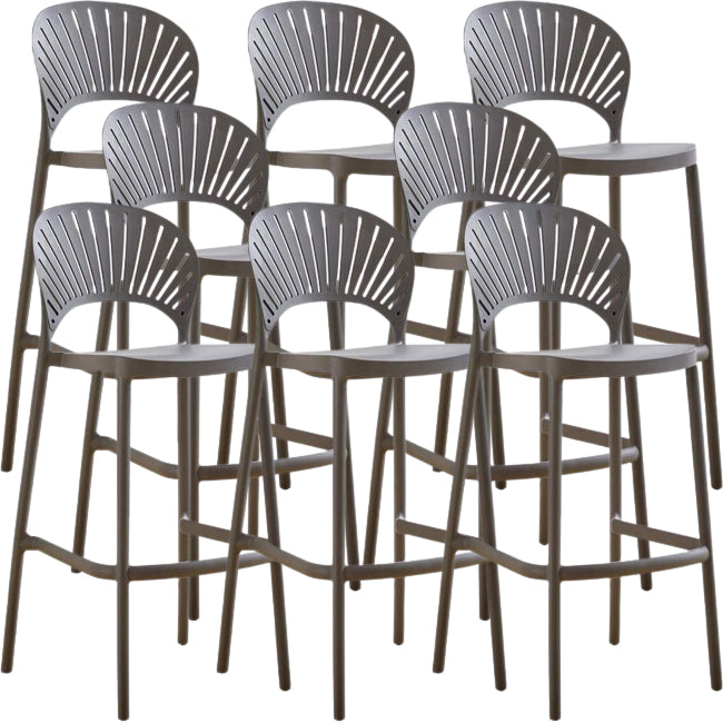 Modern Low Back Bar Stool Plastic Footrest Stackable Counter Stool