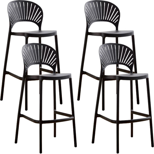 Modern Low Back Bar Stool Plastic Footrest Stackable Counter Stool