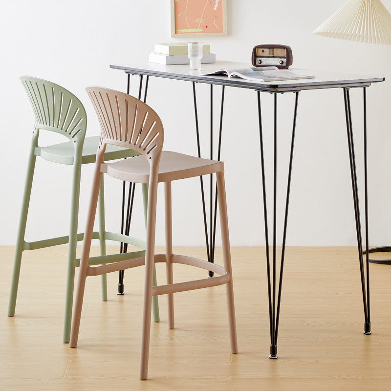 Modern Low Back Bar Stool Plastic Footrest Stackable Counter Stool
