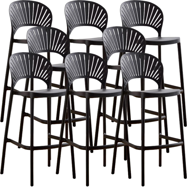 Modern Low Back Bar Stool Plastic Footrest Stackable Counter Stool