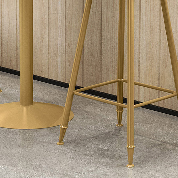 Glam Round Stone Bar Table Set 1/2/3/4 Pieces Counter Table with High Stools