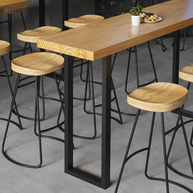 Modern 1/7 Pieces Bar Table Set Rectangle Pine Wood Counter Table with High Stools