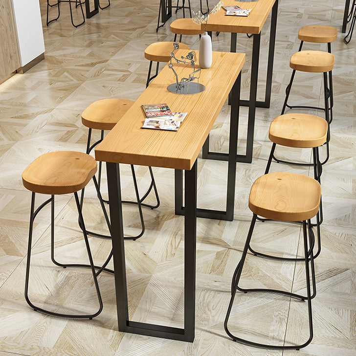 Modern 1/7 Pieces Bar Table Set Rectangle Pine Wood Counter Table with High Stools