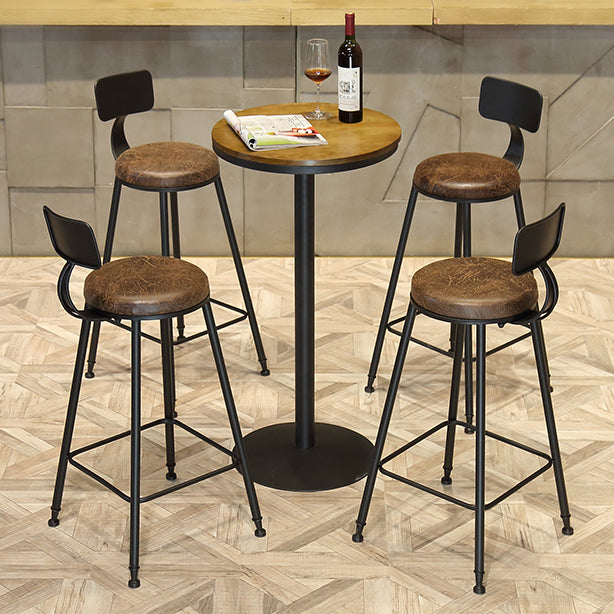 Modern Solid Wood Table and Stool Set 1/3/4/5 Pieces Black Base Pub Set for Shop
