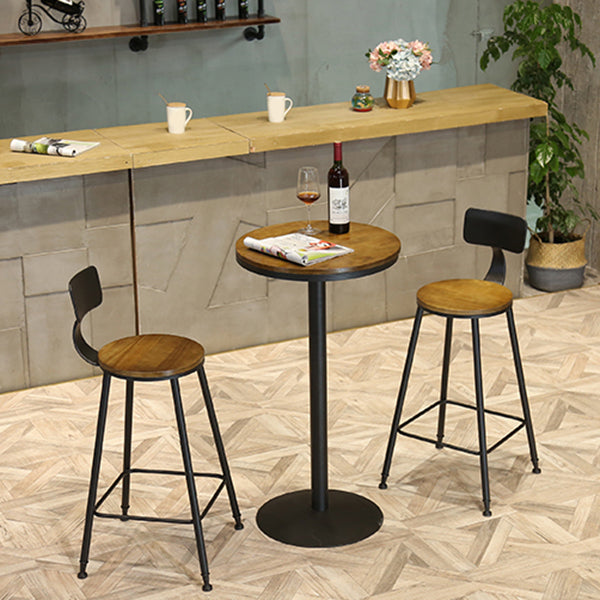 Modern Solid Wood Table and Stool Set 1/3/4/5 Pieces Black Base Pub Set for Shop