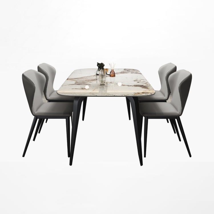 Modern Style Set 1/4/5/7 Pcs with Rectangle Dining Table and Wingback Chairs