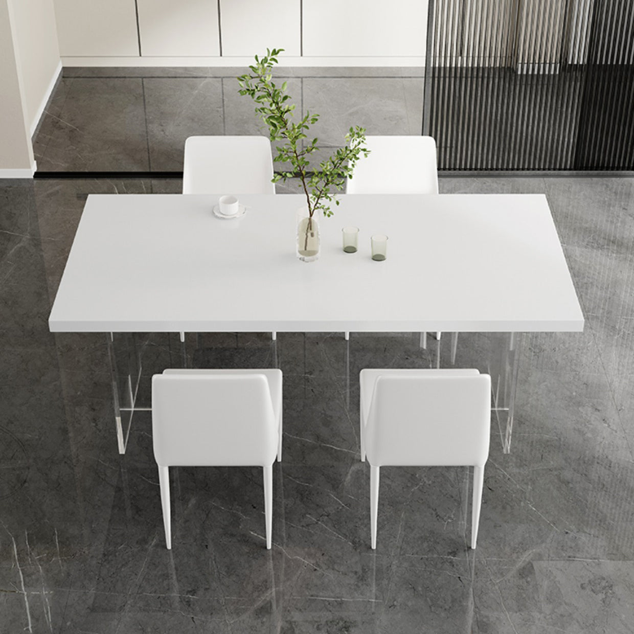 White Dining Table Set 1/3/4/5 Pcs Modern Dining Table with Chairs