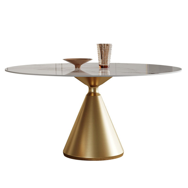 Glam Dining Table Set 1/4/5/7 Pcs Round Sintered Stone Dining Table with Wingback Chairs