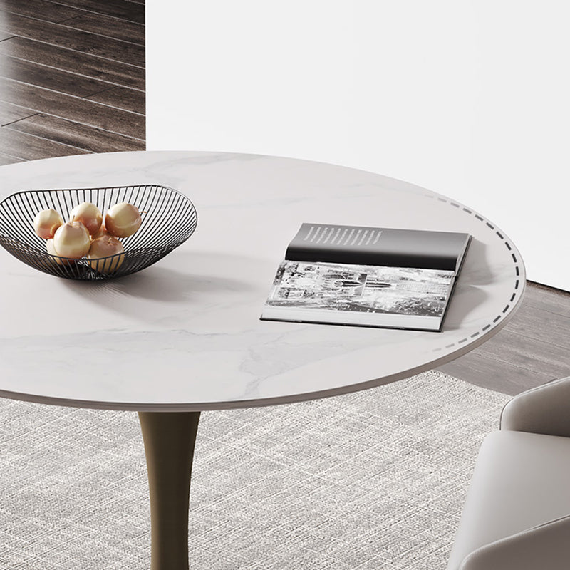 Glam Round Dining Set 1/2/3 Pcs Sintered Stone Dining Table with Armless Chairs