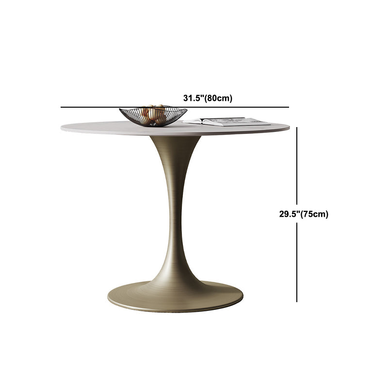 Glam Round Dining Set 1/2/3 Pcs Sintered Stone Dining Table with Armless Chairs