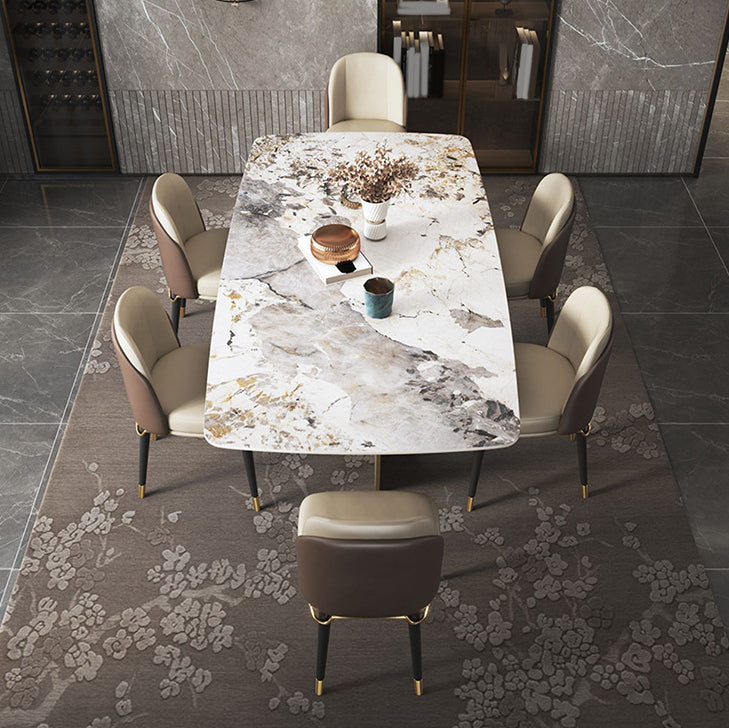 Luxurious Sintered Stone Top Dining Set Rectangle 1/4/5/6/7 Pieces Dining Table Set