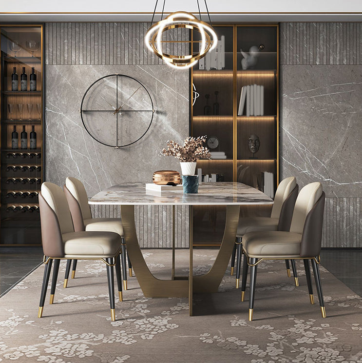 Luxurious Sintered Stone Top Dining Set Rectangle 1/4/5/6/7 Pieces Dining Table Set