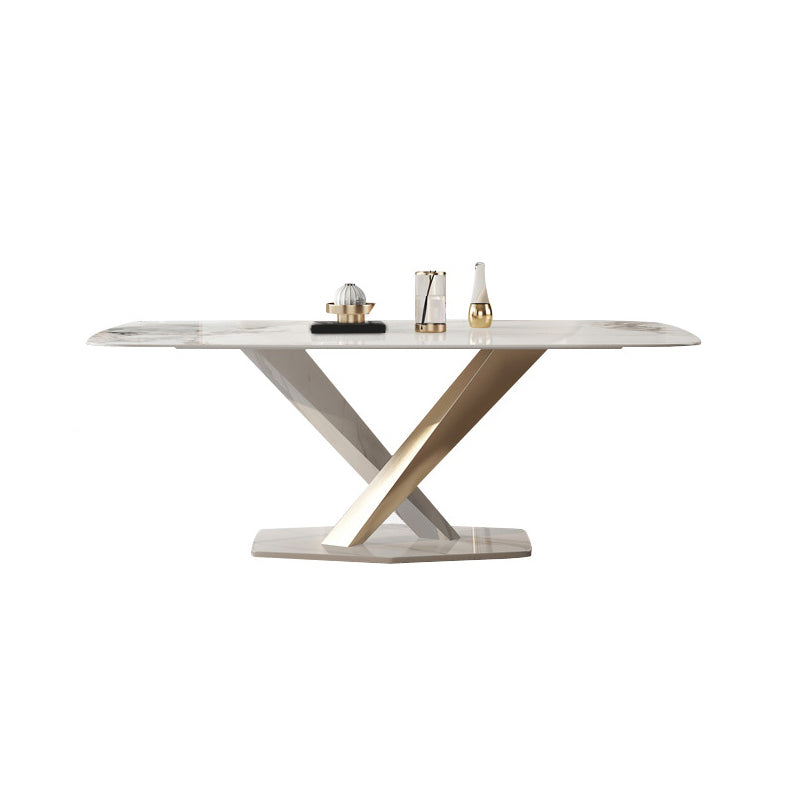 Nordic Sintered Stone Top Dining Set Rectangle 1/4/5/6/7 Pieces Dining Area Table Set