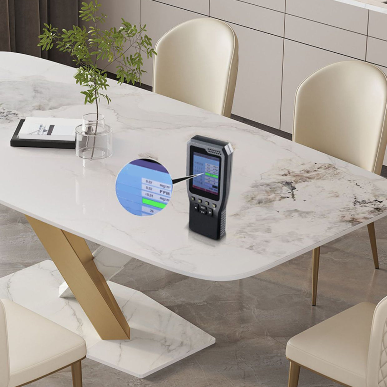 Nordic Sintered Stone Top Dining Set Rectangle 1/4/5/6/7 Pieces Dining Area Table Set