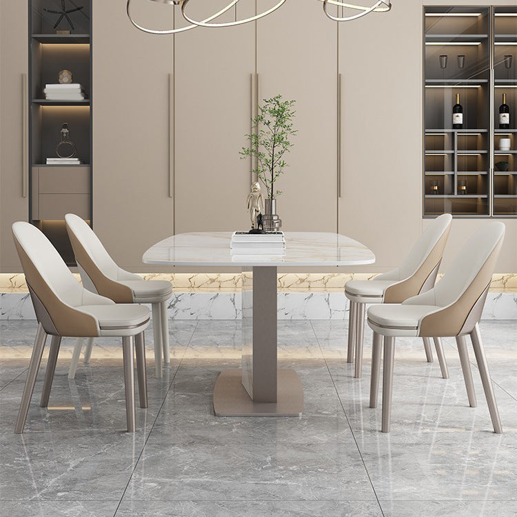 Nordic Sintered Stone Top Dining Set Rectangle 1/4/5/7 Pieces Dinette Table Set