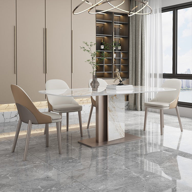 Nordic Sintered Stone Top Dining Set Rectangle 1/4/5/7 Pieces Dinette Table Set