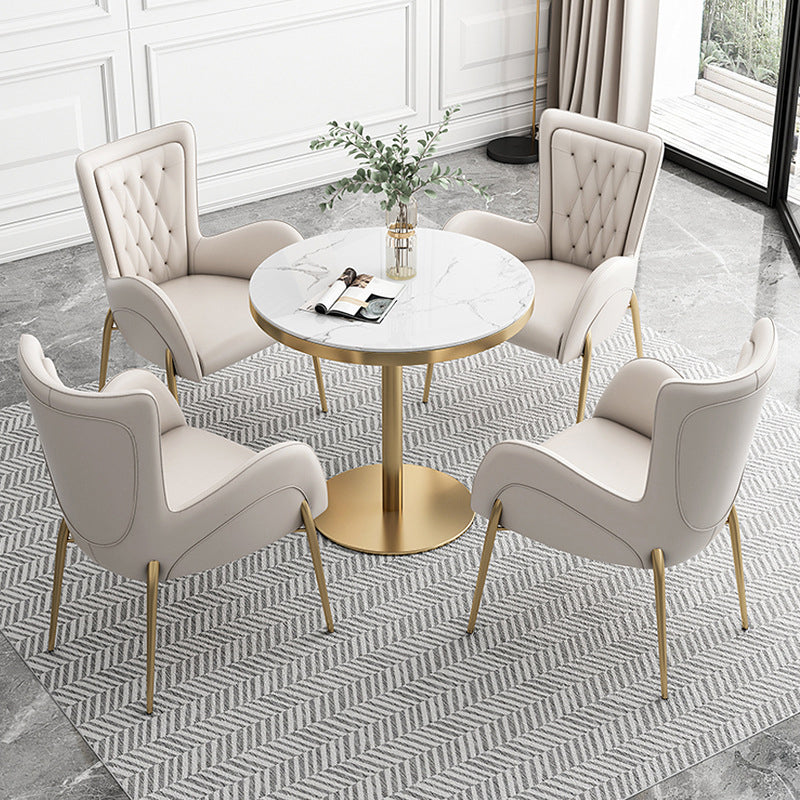 Glam Sintered Stone Dining Table Set Round 1/2/3/5 Pieces Dining Set