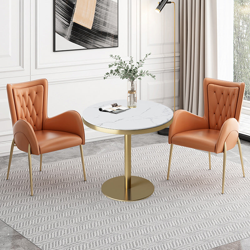 Glam Sintered Stone Dining Table Set Round 1/2/3/5 Pieces Dining Set