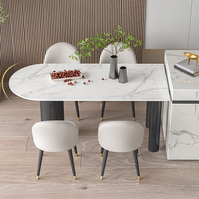 Glam Style Sintered Stone Dining Set Rectangle 1/4/5/6 Pieces Dining Set for Dining Areas