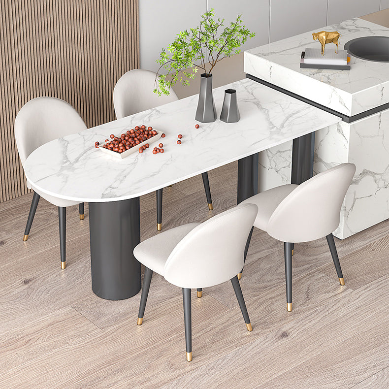 Glam Style Sintered Stone Dining Set Rectangle 1/4/5/6 Pieces Dining Set for Dining Areas