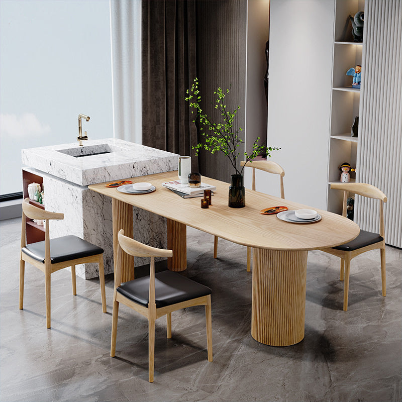 Modern Solid Wood Dining Table Free Form Table with 3 Legs for Kitchen