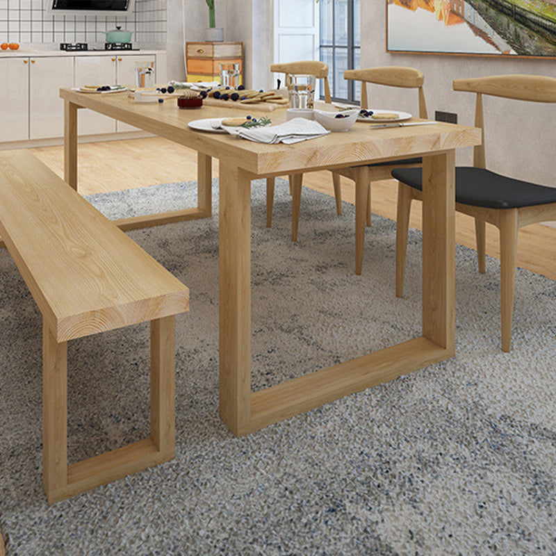 Solid Wood Top Dining Table Traditional Luxury Table with Wood Sled Base