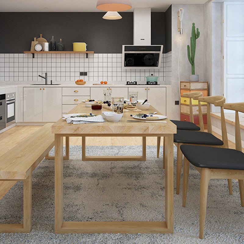 Solid Wood Top Dining Table Traditional Luxury Table with Wood Sled Base