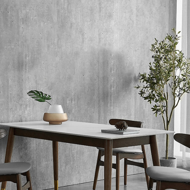 White Stone Top Table Mid-Century Modern Dining Table with 4 Legs
