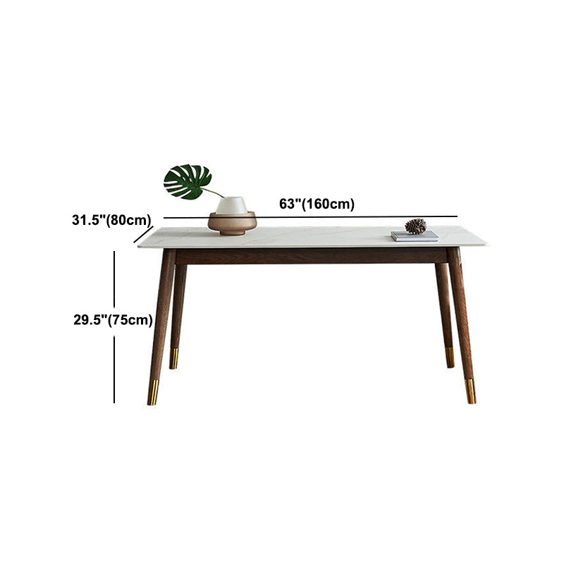 White Stone Top Table Mid-Century Modern Dining Table with 4 Legs