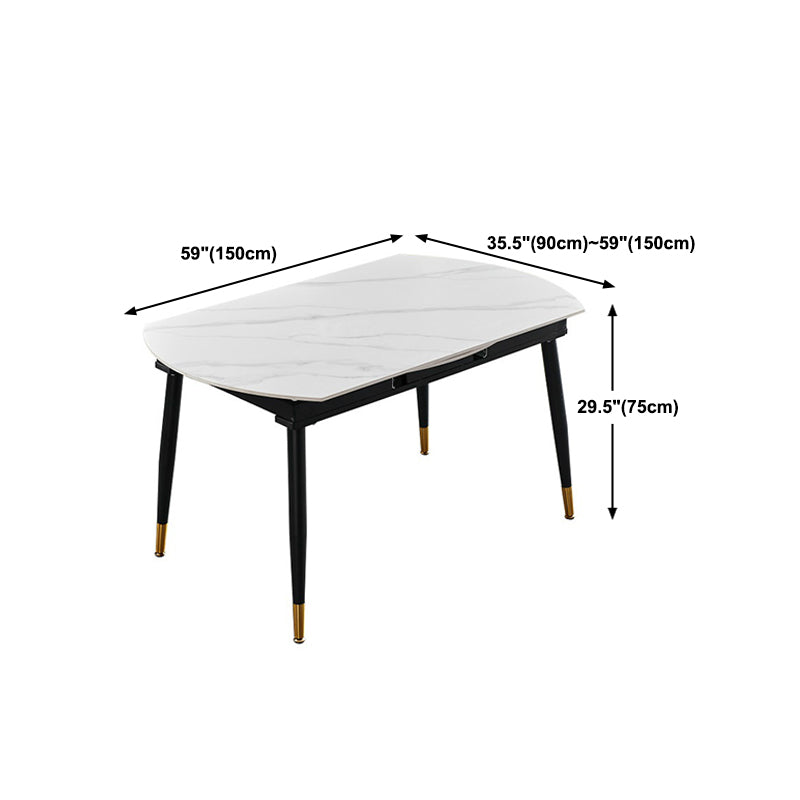 Simplicity Style Stone Dining Table Round Drop-Leaf Table with 4-foot
