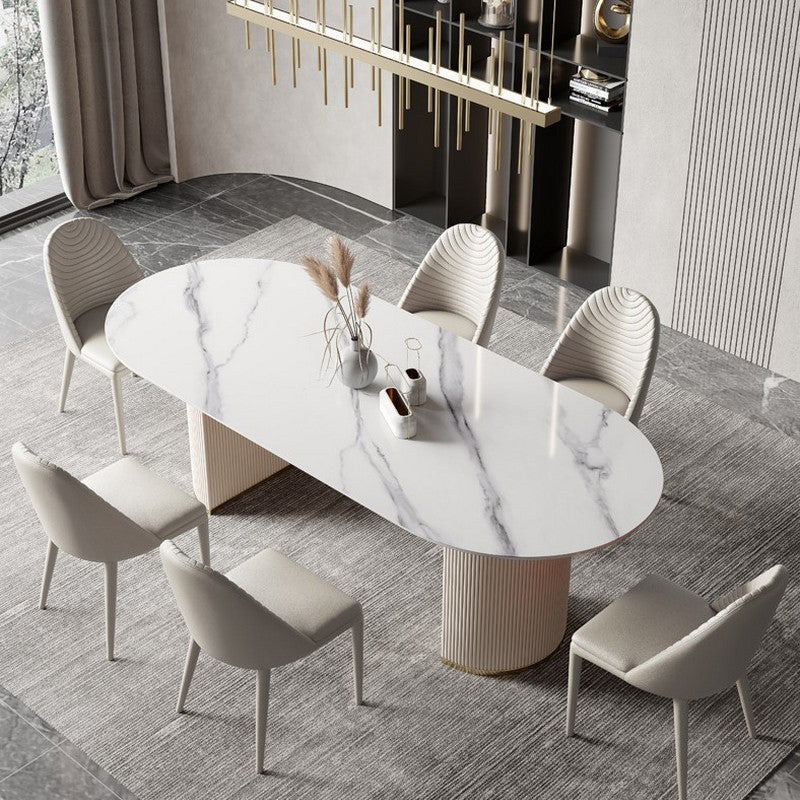 Traditional Luxury Dining Table Sintered Stone Oval Table for Home