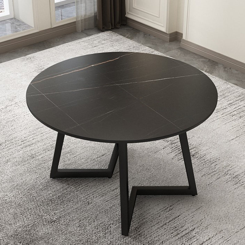Round Double Pedestal Table Simplicity Style Dining Site Table with Turntable