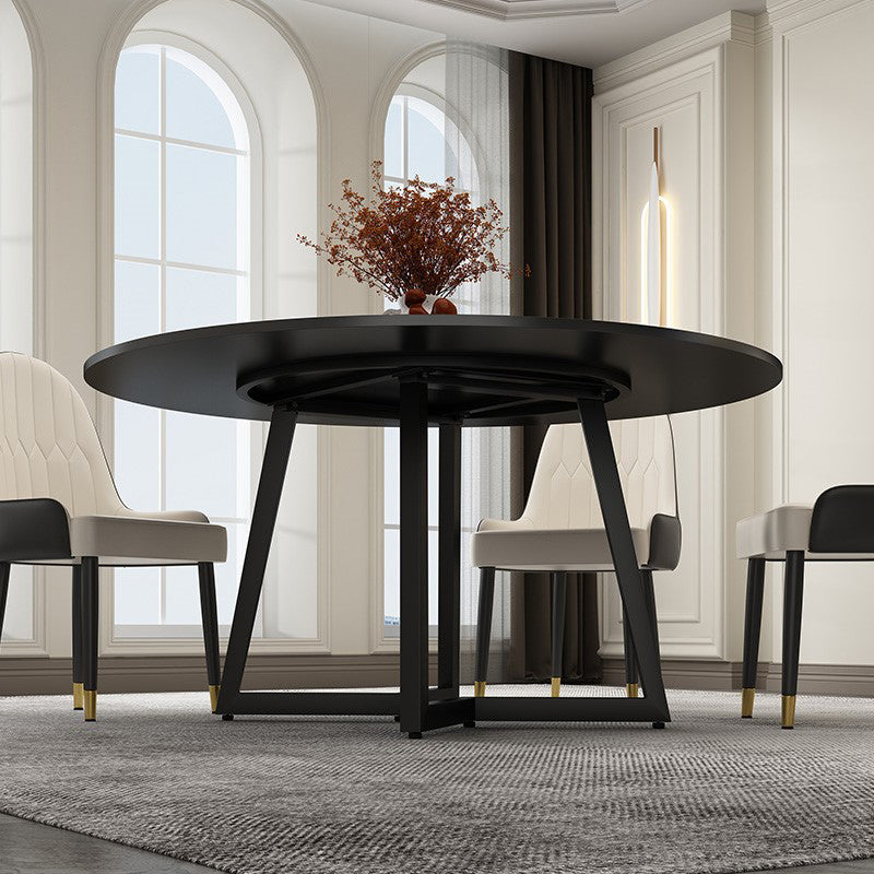 Round Double Pedestal Table Simplicity Style Dining Site Table with Turntable