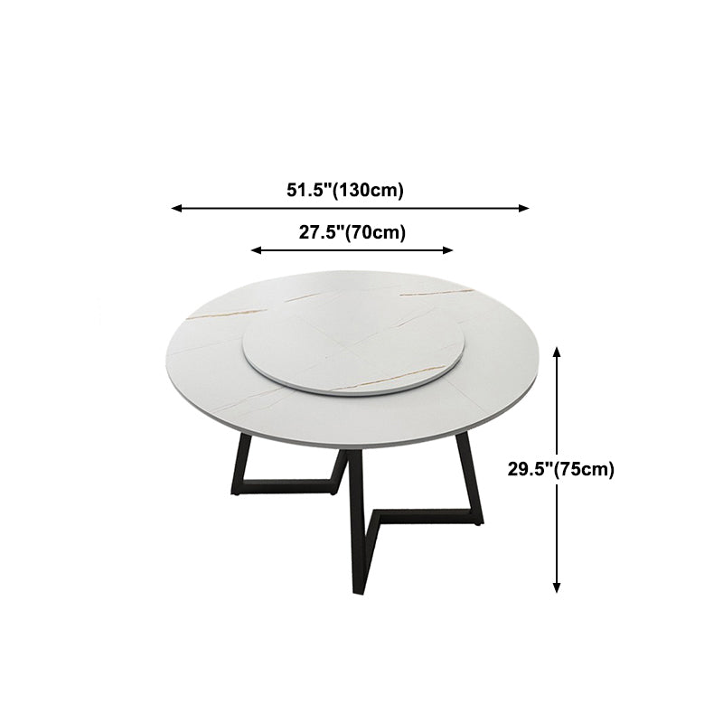 Round Double Pedestal Table Simplicity Style Dining Site Table with Turntable