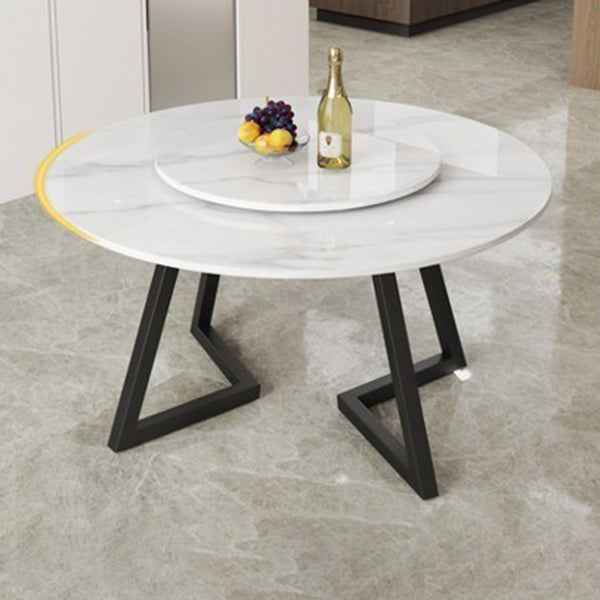 Round Double Pedestal Table Simplicity Style Stone Dining Site Table