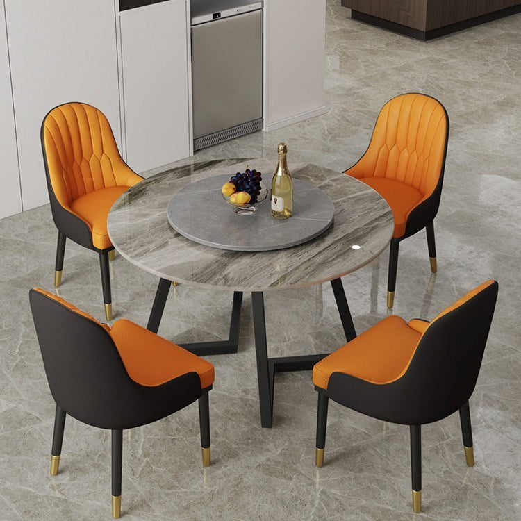 Round Double Pedestal Table Simplicity Style Stone Dining Site Table